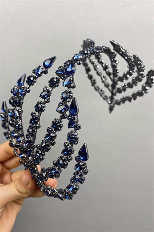 Navy Blue Double Sided Helen Hair Accessory Bridal Crown