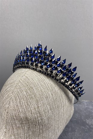 Navy Blue Drop 3D Bridal Henna Crown