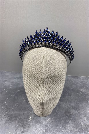 Navy Blue Drop 3D Bridal Henna Crown