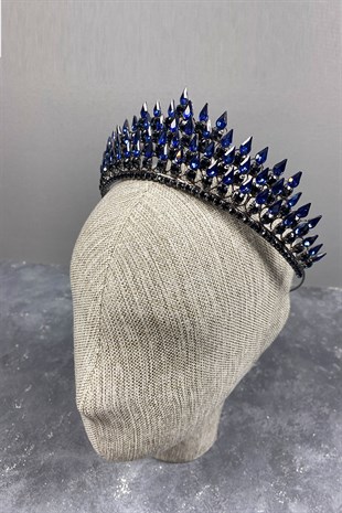 Navy Blue Drop 3D Bridal Henna Crown
