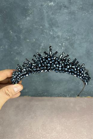 Navy Blue Edis Beaded Bridal Henna Tiara