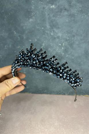 Navy Blue Edis Beaded Bridal Henna Tiara