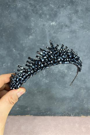 Navy Blue Edis Beaded Bridal Henna Tiara