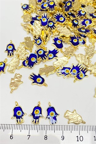 Navy Blue Hand Patterned Evil Eye Bead Pendant 1 pcs