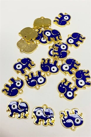 Navy Blue Elephant Shape Evil Eye Bead Pendant 1 Piece
