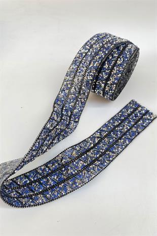 شريط مزين بالخرز من الحجر باللون الأزرق الداكن