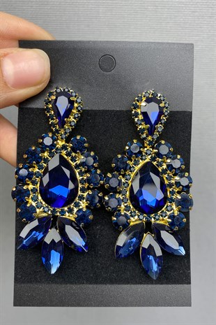 Navy Blue Gold Bridal Henna Tiara and Earring