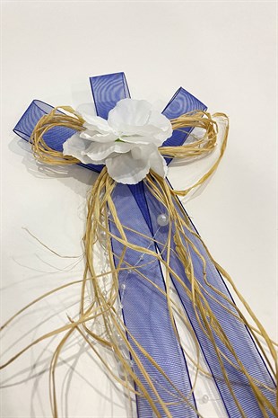 Lacivert Hasırlı Ortancalı Bavul Süsü Bohça Süsü 3 Adet