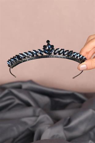 Navy Blue Thin Shuttle Stone Bridal Henna Crown