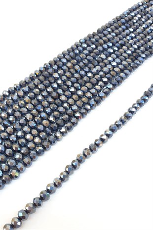 Lacivert Kaplama Kristal Boncuk 6 Mm