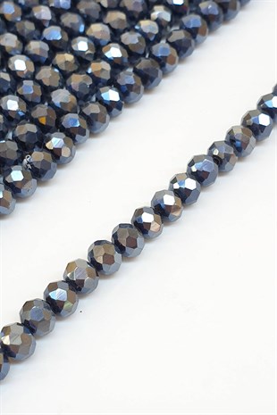 Lacivert Kaplama Kristal Boncuk 6 Mm