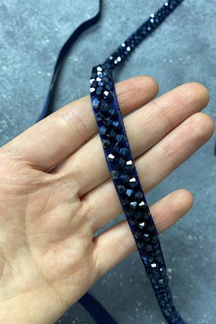 Lacivert Kristal Boncuklu Abiye Elbise Kemer Aksesuarı