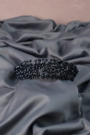 Lacivert Kristal Boncuklu Aren Gelin Kına Tacı