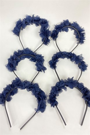 Navy Blue Laser Flower Bridesmaid Tiara and Gift Child Tiara 6 pcs