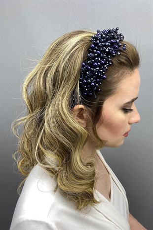 Navy Blue Lisa Model Bride Henna Crown