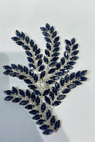 إكسسوار فستان سهرة مزين بحجر شاتل باللون الأزرق الداكن