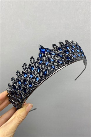 Navy Blue Mia Stone Henna Bridal Crown