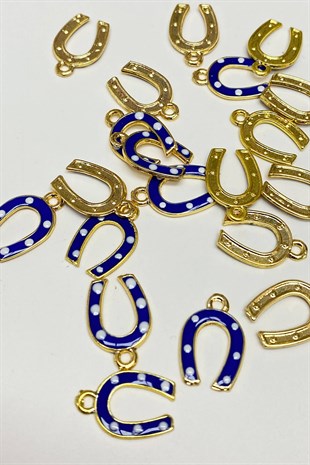 Navy Blue Horseshoe Shape Pendant 1 Piece