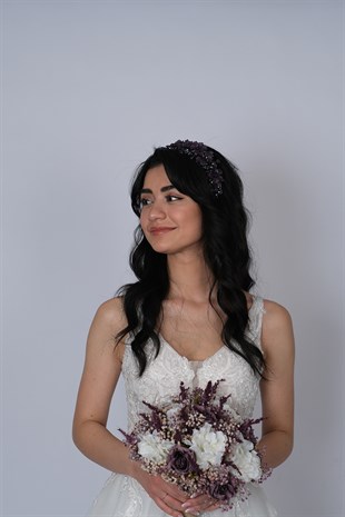 الأزرق الداكن نيدا زهرة المينا تاج الشعر وإكسسوار العمامة