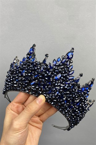 Lacivert Paris Model Gelin Kına Tacı