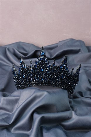 Navy Blue Paris High Dense Beaded Bridal Henna Tiara