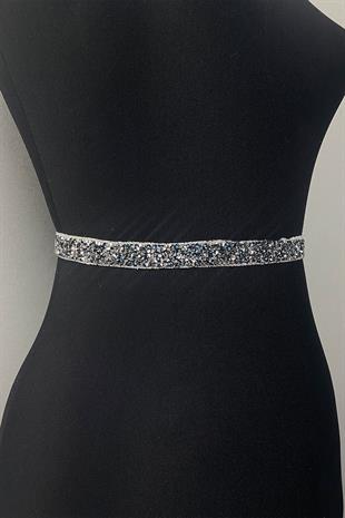 الأزرق الداكن لامعة حبة مطرزة مساء اللباس حزام الخصر الإكسسوار