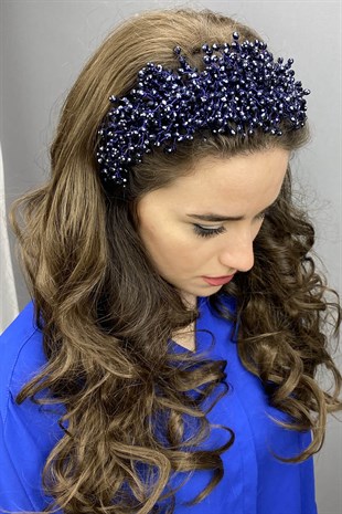 Navy Blue Pollux Crystal Stone Henna and Bridal Crown