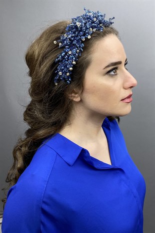 Navy Blue Rastaban Crystal Stone Henna and Bridal Crown