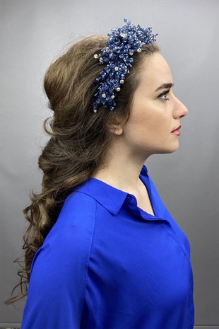 Navy Blue Rastaban Crystal Stone Henna and Bridal Crown