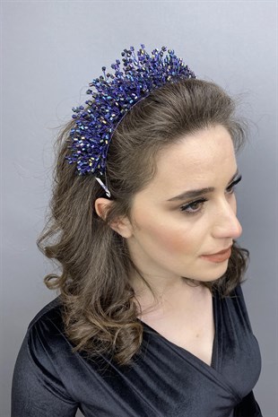 Navy Blue Rigel Crystal Stone Henna and Bridal Crown