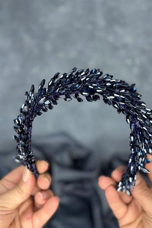 Navy Blue Salba Bridal Henna Crown and Hair Turban Accessory