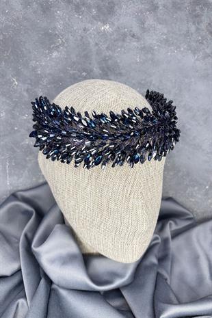 Navy Blue Salba Bridal Henna Crown and Hair Turban Accessory
