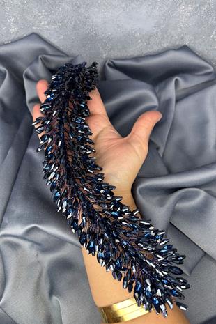 Navy Blue Salba Bridal Henna Crown and Hair Turban Accessory