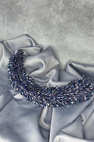 Navy Blue Salba Bridal Henna Crown and Hair Turban Accessory