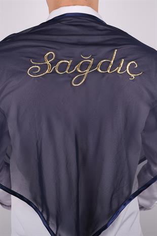 Lacivert Sim Nakışlı Sağdıç Örtüsü