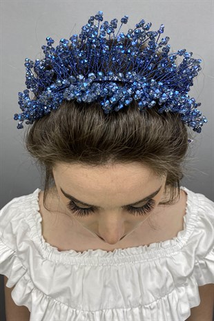Navy Blue Sirius Crystal Stone Henna and Bridal Crown