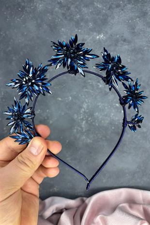 Navy Blue Star Stone Bridal Henna Crown and Bridal Hair Accessory
