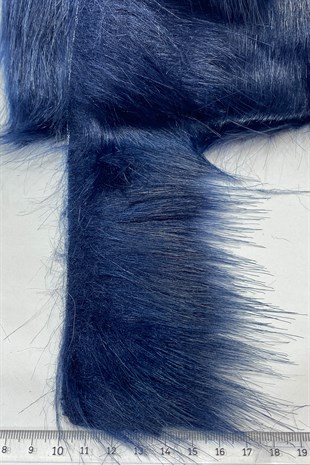 Lacivert Suni Kürk Yapay Peluş Şerit