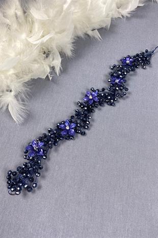 Cream Stone Floral Crystal Beaded Bridal Hair And Hijab Accessory