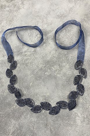 حزام فستان بحجر كحلي وإكسسوار للخصر