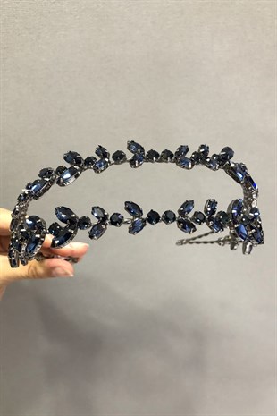 Lacivert Taşlı Gelin Tacı