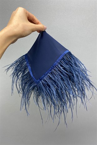 Navy Blue Feather Bride Halay Handkerchief