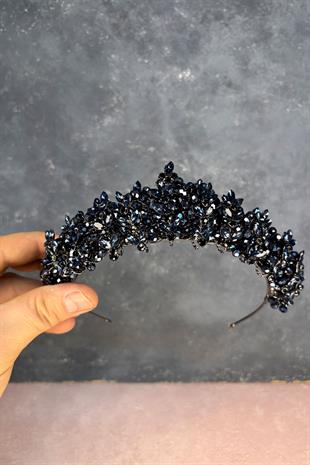 Navy Blue Umay Beaded Bridal Henna Crown