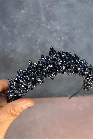 Navy Blue Umay Beaded Bridal Henna Crown