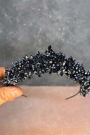 Navy Blue Umay Beaded Bridal Henna Crown