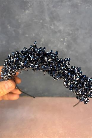 Navy Blue Umay Beaded Bridal Henna Crown