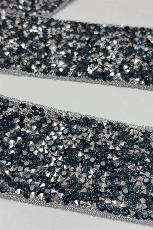 Lacivert Ütüyle Yapışan Şerit Taş Boncuk 4 Cm