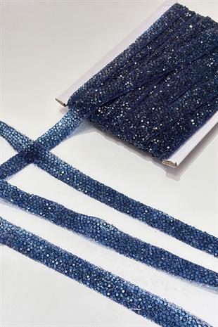 Lacivert Ütüyle Yapışan Şerit Taş Boncuk1,5 Cm 