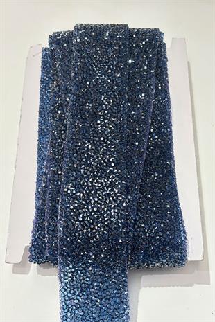 Lacivert Ütüyle Yapışan Şerit Taş Boncuk 4 Cm