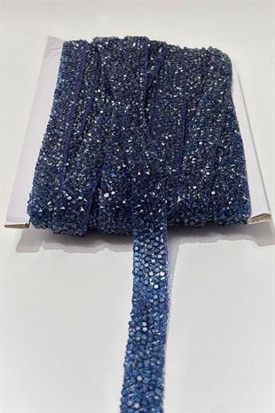 Lacivert Ütüyle Yapışan Şerit Taş Boncuk1,5 Cm 